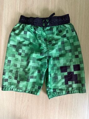 Boys Green Pixel-Print Swim Shorts